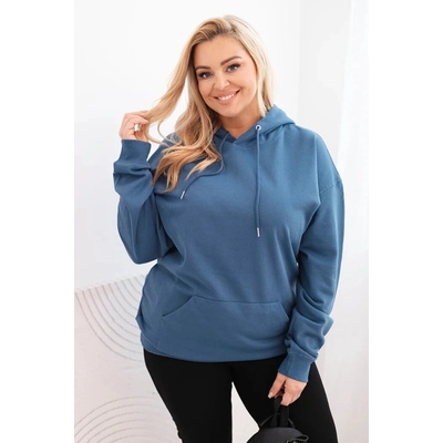 Kesi Dámska mikina s kapucňou a klokaním vreckom Plus Size modrá