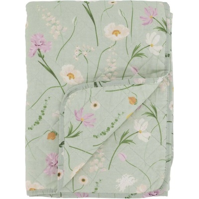 Chic Antique Zelený bavlnený prehoz s kvetmi Aix Quilt Wild Flowers 130 x 180 cm