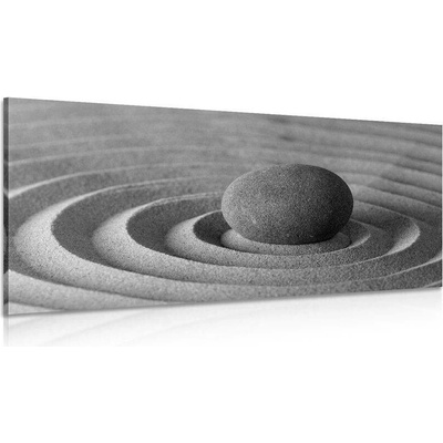 Obraz meditující kámen v černobílém provedení - 120x60
