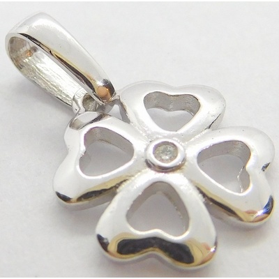 Klenoty Budín Diamantový zlatý přívěsek s diamantem čtyřlístek pro štěstí J 25680 15