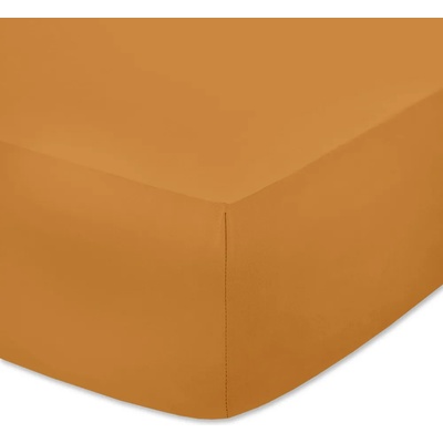 Плътен чаршаф с ластик от трико - Горчица