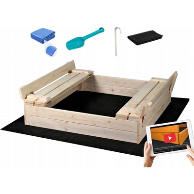Trendie Dřevěné pískoviště 100x100 cm uzavíratelné