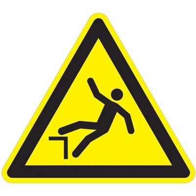 Varovné značení, riziko pádu – protiskluzové PVC, 600×520 mm