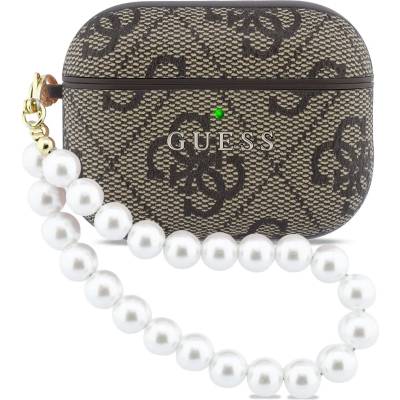 Guess PU 4G Classic Logo Pearl Strap калъф за AirPods Pro 3 кафяв (GUAP3P4E4PSW)