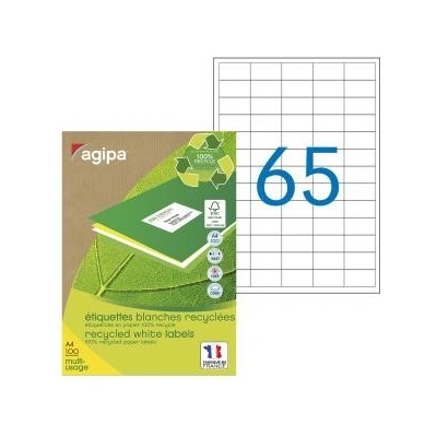 Etikety univerzálne recyklované 38x21,2mm Agipa A4 100 hárkov