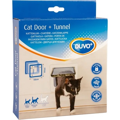 Duvo Plus CAT DOOR + TUNNEL - Вратичка за котки с тунел , 19x19, 7 см. бяла