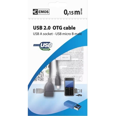 Emos SD7400 USB 2.0, A/F- micro B/M, OTG, 15cm