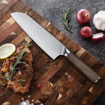 Swityf kuchyňské nože Kuchařský nůž santoku 7Cr17MoV ořechové dřevo USK WK 18 cm