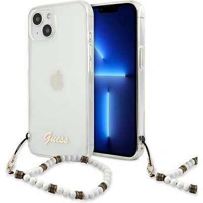 GUESS Калъф Guess GUHCP13SKPSWH, за iPhone 13 mini 5.4", прозрачен, бял (GUE001785-0)