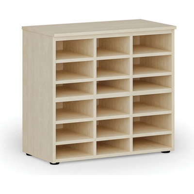 PRIMO Třídící regál WOOD, 800 x 420 x 740 mm, 18 přihrádek, bříza