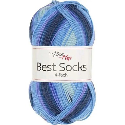 Vlna-Hep Best Socks 4-fach 7408 modrá-šedá