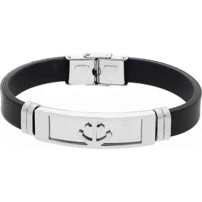 Ewena Kaučukový náramek Kotva s chirurgickou ocelí CK2116