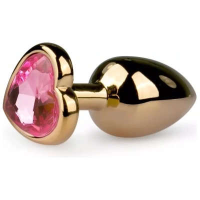 Easy Малък анален разширител бижу с розов кристал Easy Gold