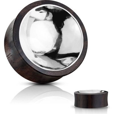 Šperky4U dřevěný plug se středem stříbrné barvy PL01258-19