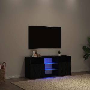 vidaXL ТВ шкаф с LED осветление, черен дъб, 120x30x50 см, инженерно дърво (862035)