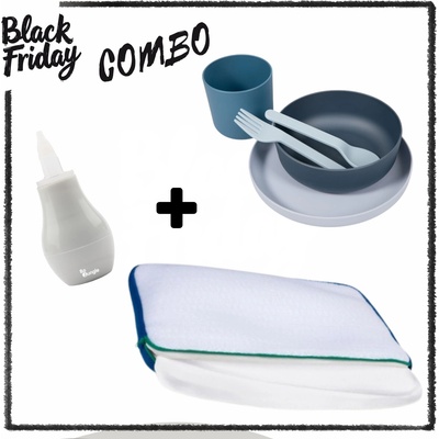 BF Combo: Aerosleep - възглавница за безопасен сън + Bo Jungle: Аспиратор за нос - Сив + Bo Jungle: Eco-Friendly сет за хранене - цвят по избор (API-S+BJ-B400410+BJ-B551020)