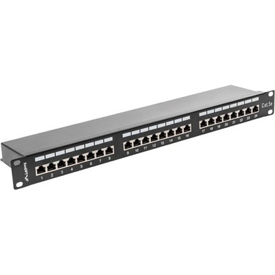 Lanberg Пач панел, Lanberg patch panel 24 port 1U CAT. 5E shielded, black (PPS5-1024-B)
