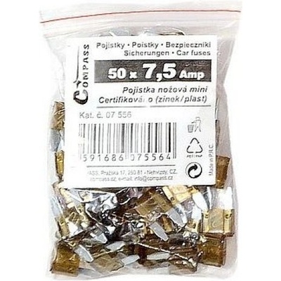 Compass Pojistky nožové MINI 7,5 Amp 50ks polybag