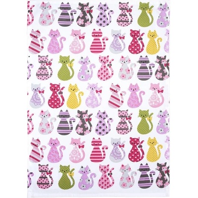 SCANquilt utěrka DEKORO kočičky bílopastelová 50 x 70 cm