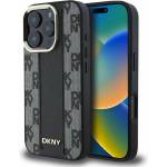 DKNY Дизайнерски кожен кейс с MagSafe за iPhone 16 Pro - DKNY PU Checkered Pattern MagSafe Leather Hard Case (черен) (DKHMP16LPCPVSLK)