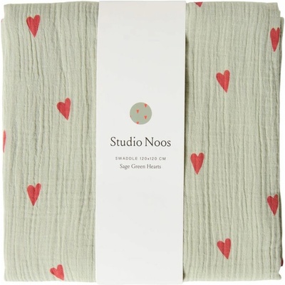 STUDIO NOOS SWADDLE ZAVINOVAČKA Print Large Green Hearts