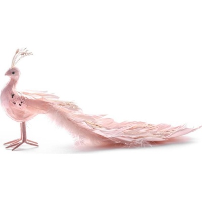 MagicHome Dekorácia Vianoce Páv ružový páperový 33x12x15 cm