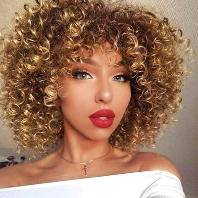 Porsmeer Kudrnatá afro paruka Hnědé blond