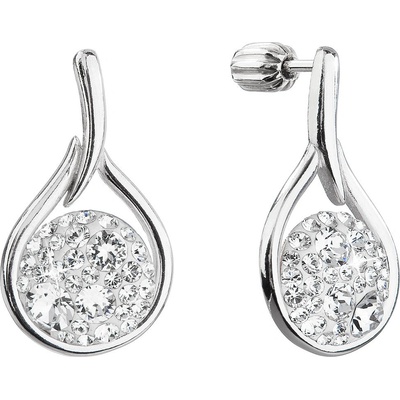 Pavona stříbrné visací kapky se Swarovski krystaly 31305.1 bílé