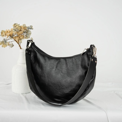 Ammyla kožená kabelka Luna čierna Crossbody s popruhom