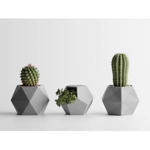  Комплект 3 броя кашпи Atina сребърен