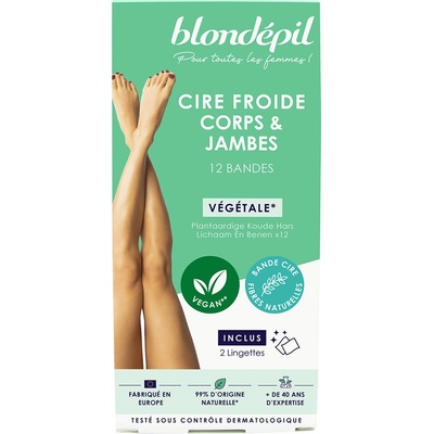 Blondépil Cire Froide Corps & Jambes Végétale Epilační voskové pásky na tělo 12 ks
