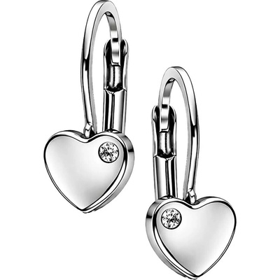 Zlaton Náušnice bílé zlato srdce s kamenem visací 1.5cm 1.5g 000572009227