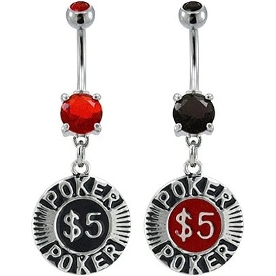 Šperky eshop piercing do pupíku pokrový žeton E11.12 černá K