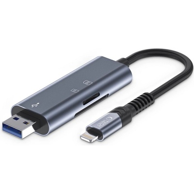 Tech-Protect Универсален четец на карти с Lightning и USB-A 3.0 - Tech-Protect UltraBoost - Сив (5906302307845)