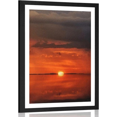 Plakát s paspartou osamělá loďka - 30x45 white
