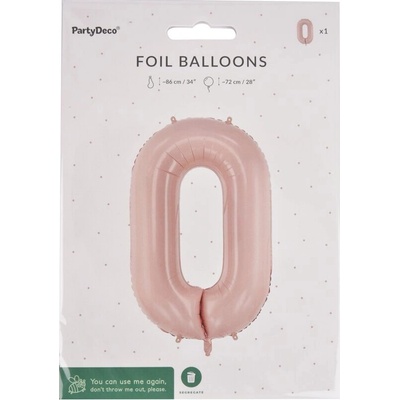 PartyDeco Balónek fóliový číslo 0 béžový 72cm