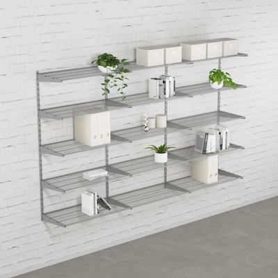 Walteco Nástěnná regálová sestava TRIPLE, 1500x2430 mm, stříbrná 330 mm , SHSIT300