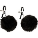 ORION Magic Shiver метални щипки за зърна с нежни черни помпони (P25340)
