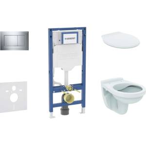 Geberit Duofix - Комплект за стенен монтаж, тоалетна и седалка Alpha, бутон Sigma20, хром SANI11CD1129 (SANI11CD1129)