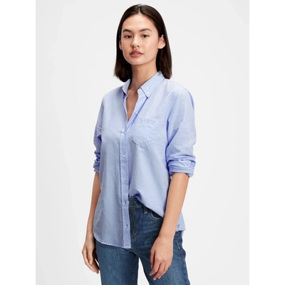 GAP Košeľa fitted boyfriend shirt in oxford Modrá šedá