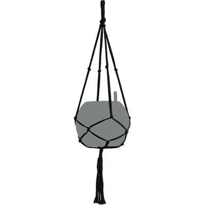 Lechuza Macramé záves na kvetináč Cotton Pure čierny 90 cm