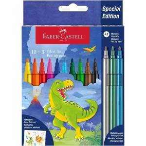 Faber-Castell Faber-Castell: флумастери с динозаври, комплект 10+3 броя (554214)