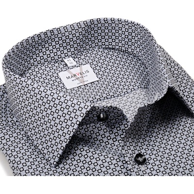 Marvelis Modern Fit košile s černo-šedým mozaikovým vzorem prodloužený rukáv