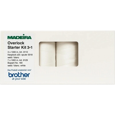 Sada 4 overlockových bielych nití Madeira