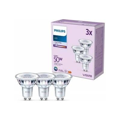 Philips LED lamp, replaces 50W, GU10 reflector, neutral white light (4000K), 390 lumens, pack of 3, neutral white - 929001218293