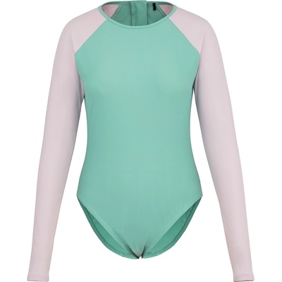 SoulCal Дамски бански костюм SoulCal Long Sleeve Swimsuit Womens - Pink Green
