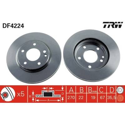 Brzdový kotúč TRW DF4224