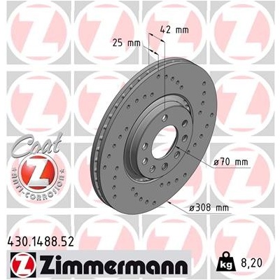 ZIMMERMANN Brzdový kotúč 430148852