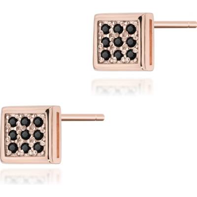 Blink-Blink Napichovacie náušnice ružové zlato a čierne diamanty 0.09 ct 3141RcDB
