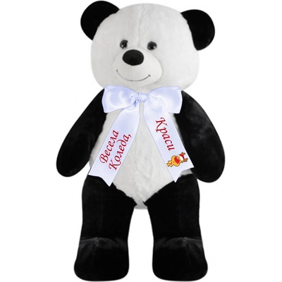 Плюшена панда с коледен надпис, 80 см (46443-Н1)